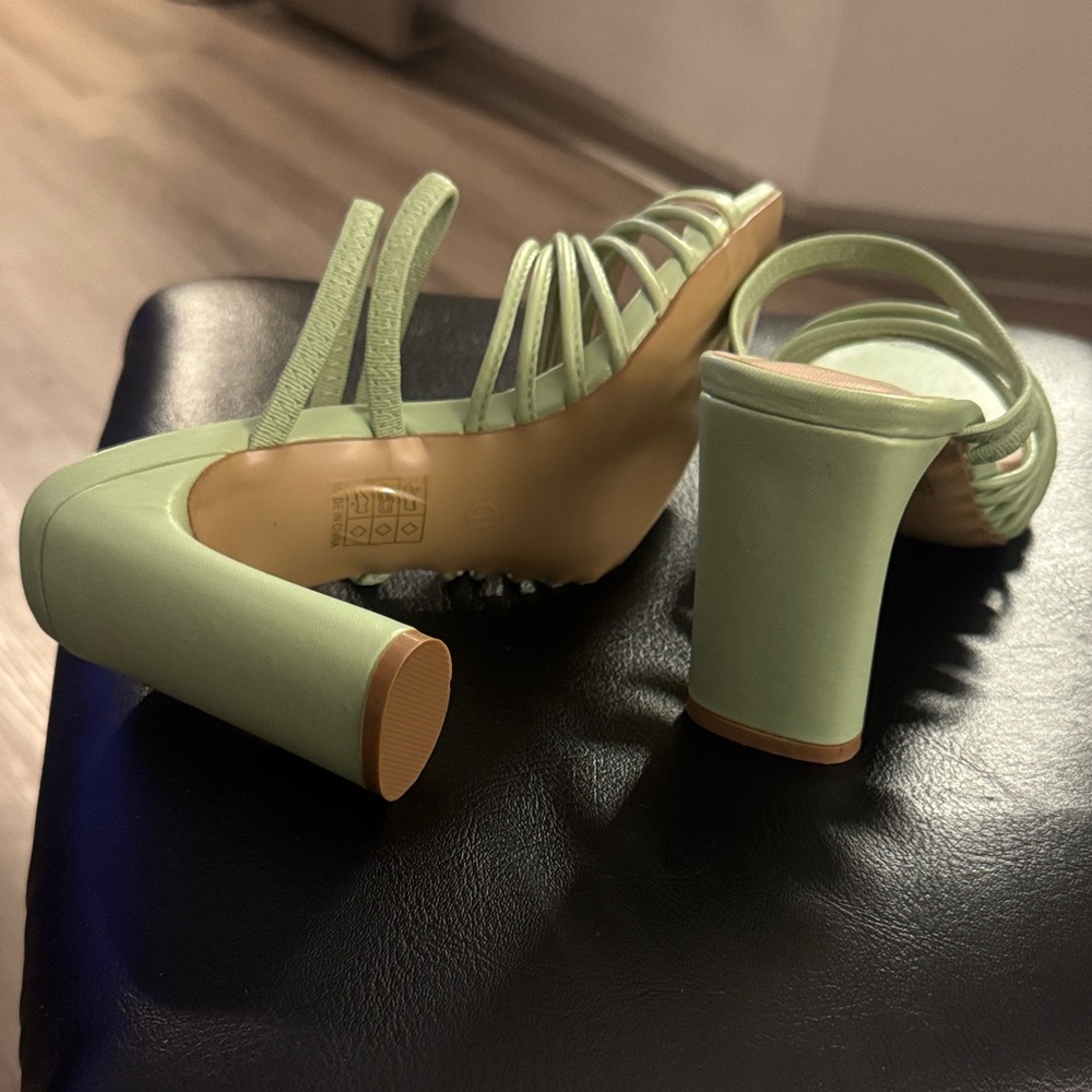 Journee Womens Hera Open Square Toe High Block Heel Sandals🔥 SAGE SIZE 8.5🔥 - Picture 12 of 15